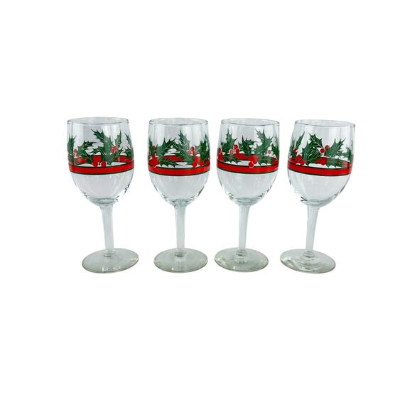 Libbey Holly Berry Glasses Set of 12, Vintage Christmas Wine, Lowball, Tumbler - Picture 3 of 16